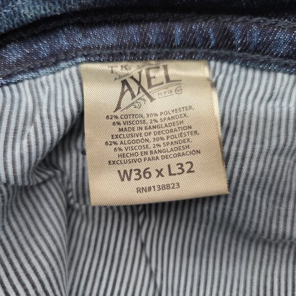 T.K. Axel Jeans Mens 36x32 Slim Boot Stretch Blue Denim Embroidered Pockets - Picture 10 of 13